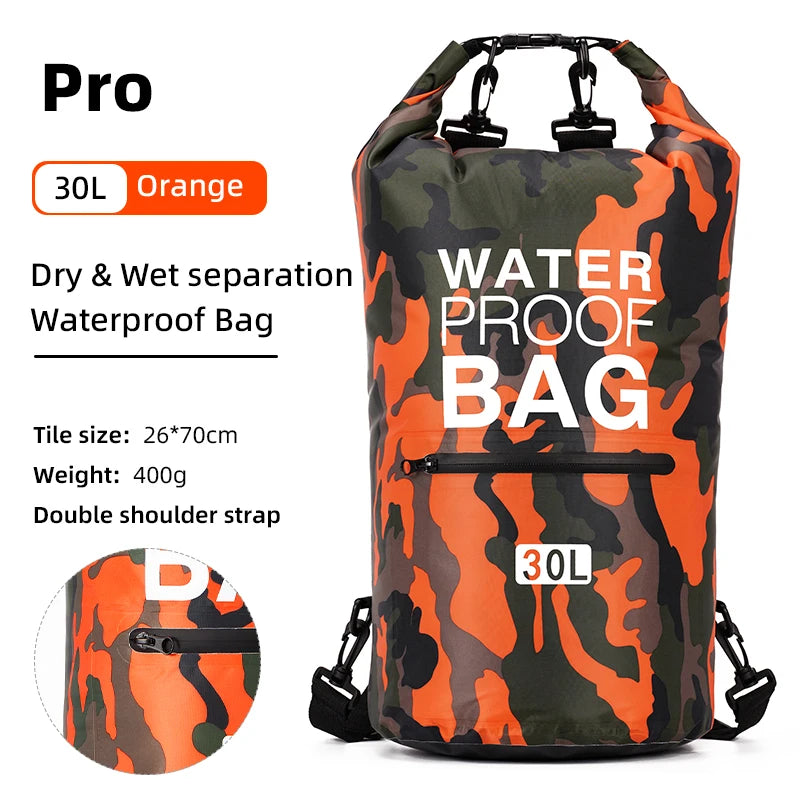 30L/15L Waterproof Dry Bag Backpack with Wet Pocket