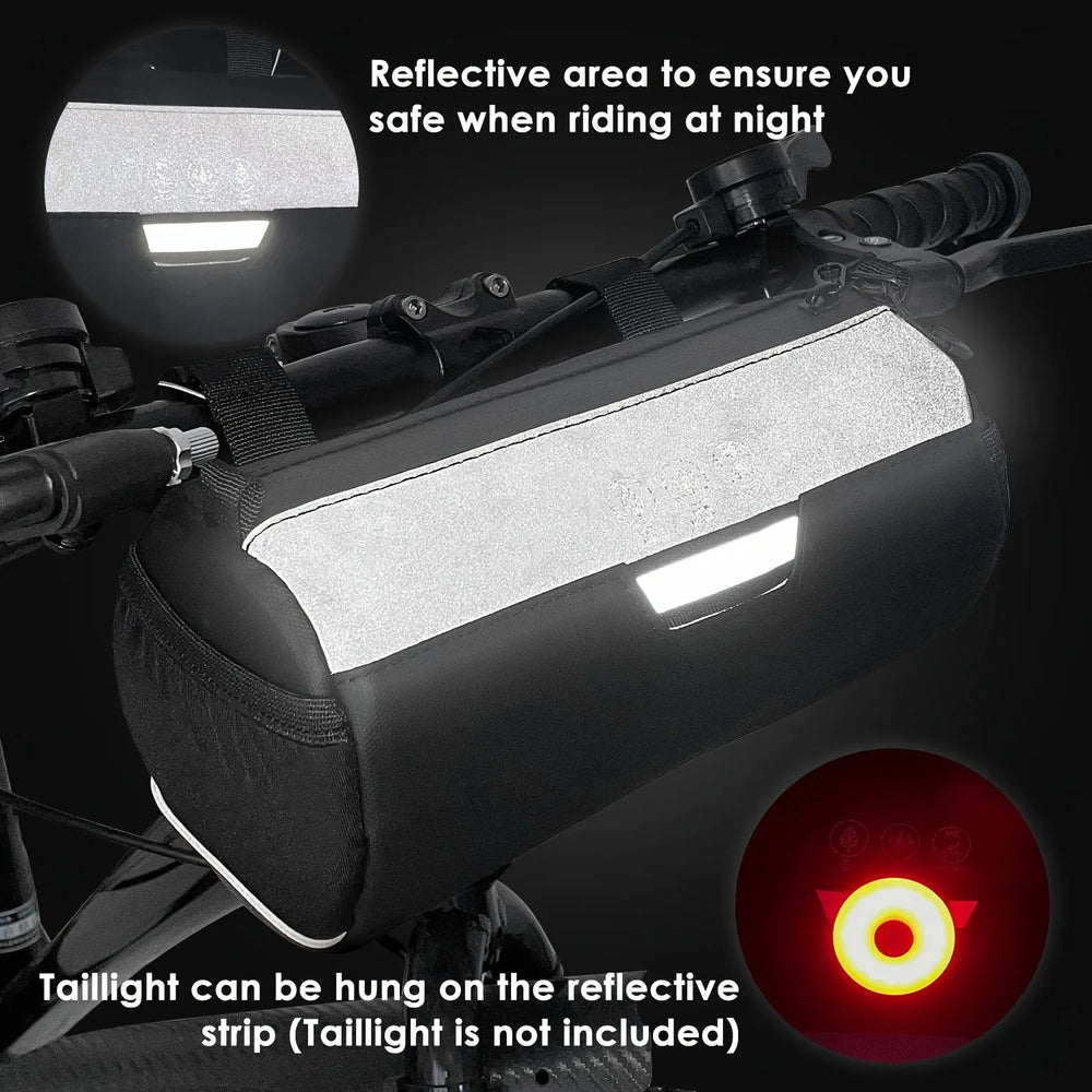 Bike Handlebar Roll Bag Waterproof Reflective