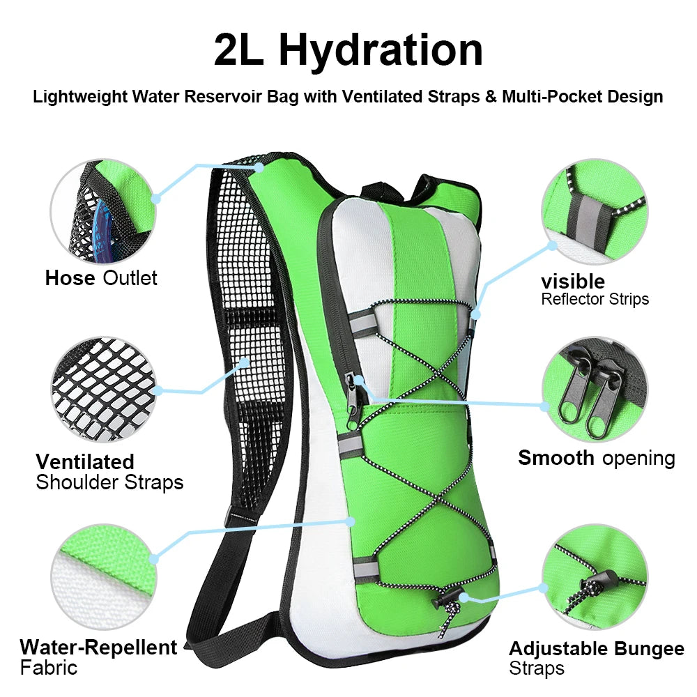 Hydration backpack 2L, lightweight for cycling & hiking
