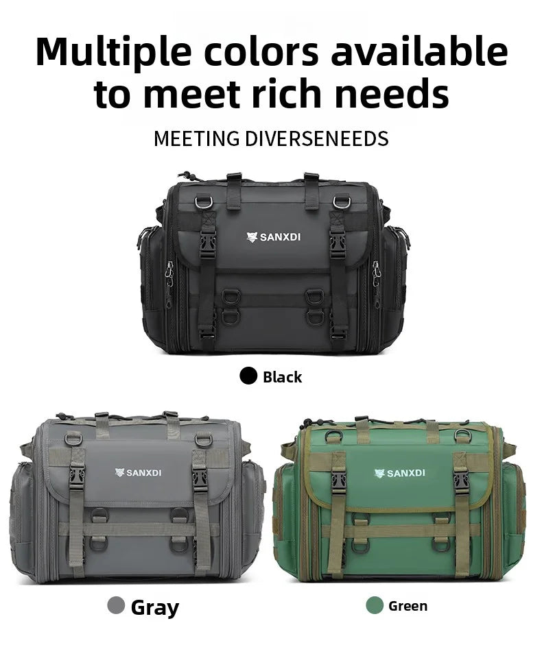 Motorcycle tail bag 19–80L, waterproof & expandable