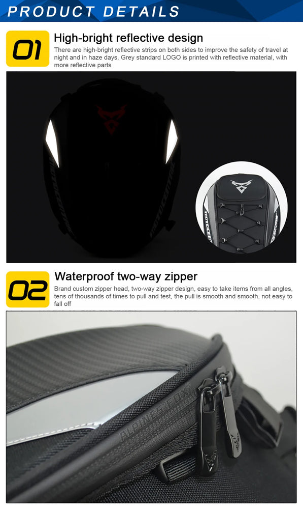 37L waterproof motorcycle rear seat bag, durable