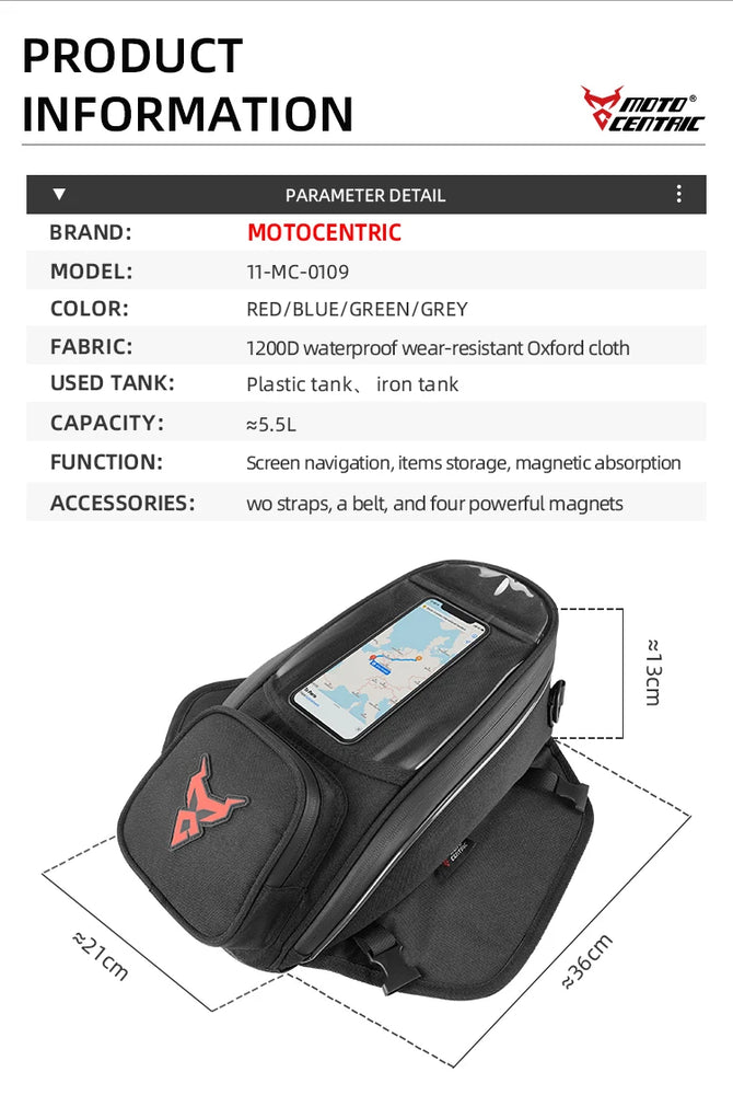 Universal Motorcycle Magnetic Navigation Tank Bag