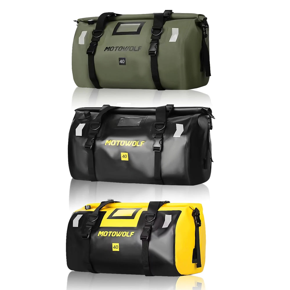 Waterproof motorcycle tail bag, 20–66L travel pack
