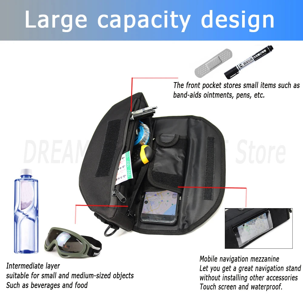 Motorcycle handlebar bag, waterproof & dustproof