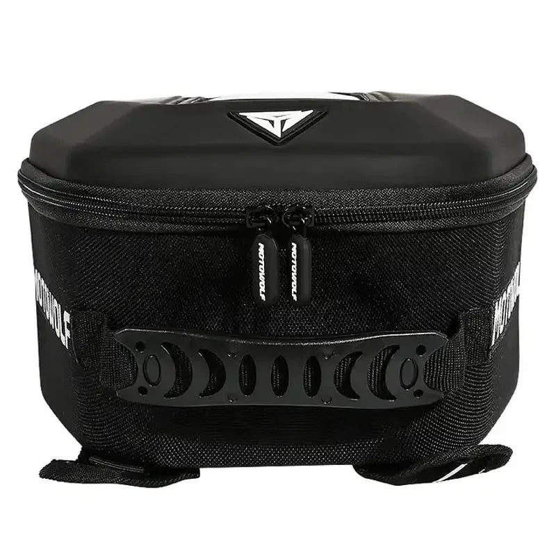 Motorcycle tank bag with magnetic mount & straps
