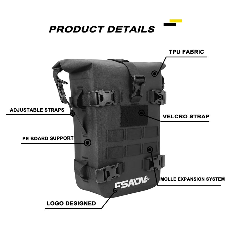 Universal 8L waterproof motorcycle tool frame bag