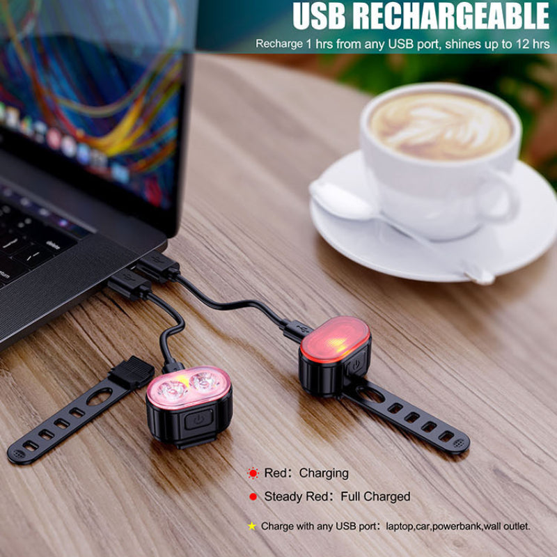 Waterproof LED Bike Headlight & Taillight Set