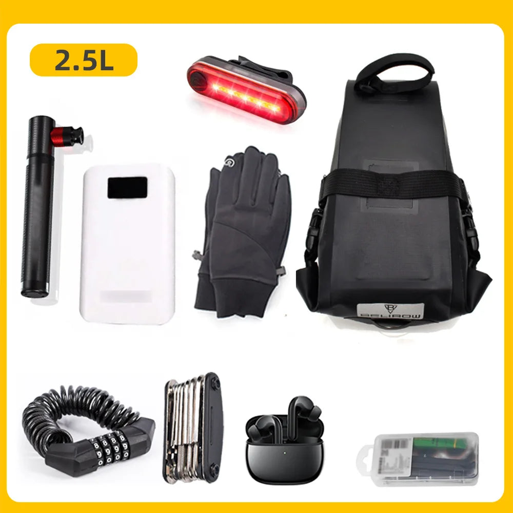 Waterproof bike saddle bag for MTB & road cycling