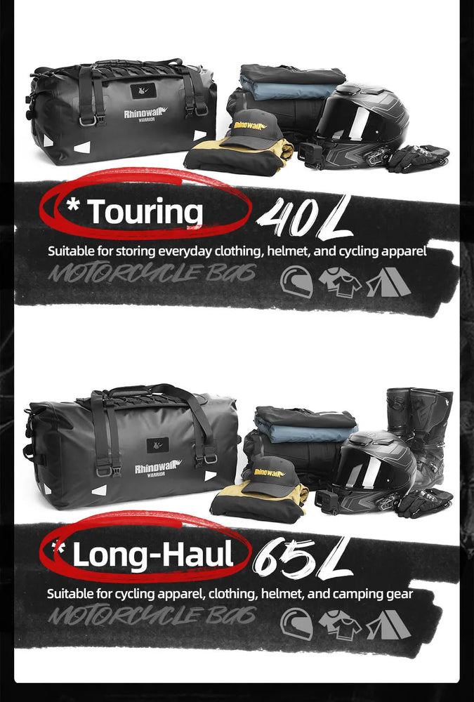 20–65L motorcycle back seat bag, waterproof MOLLE