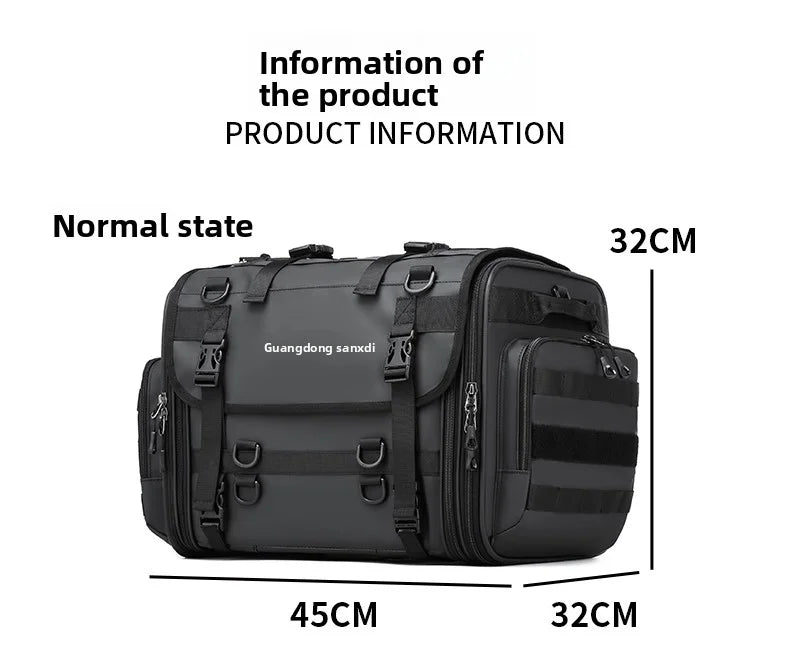 Motorcycle tail bag 19–80L, waterproof & expandable