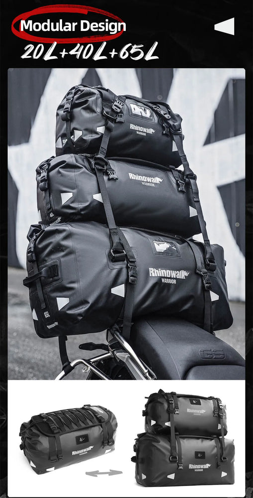 20–65L motorcycle back seat bag, waterproof MOLLE