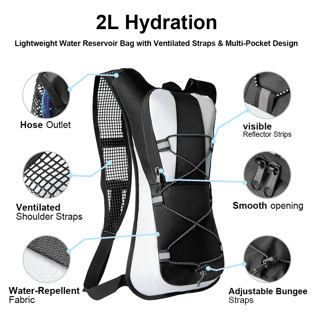 Hydration backpack 2L, lightweight for cycling & hiking