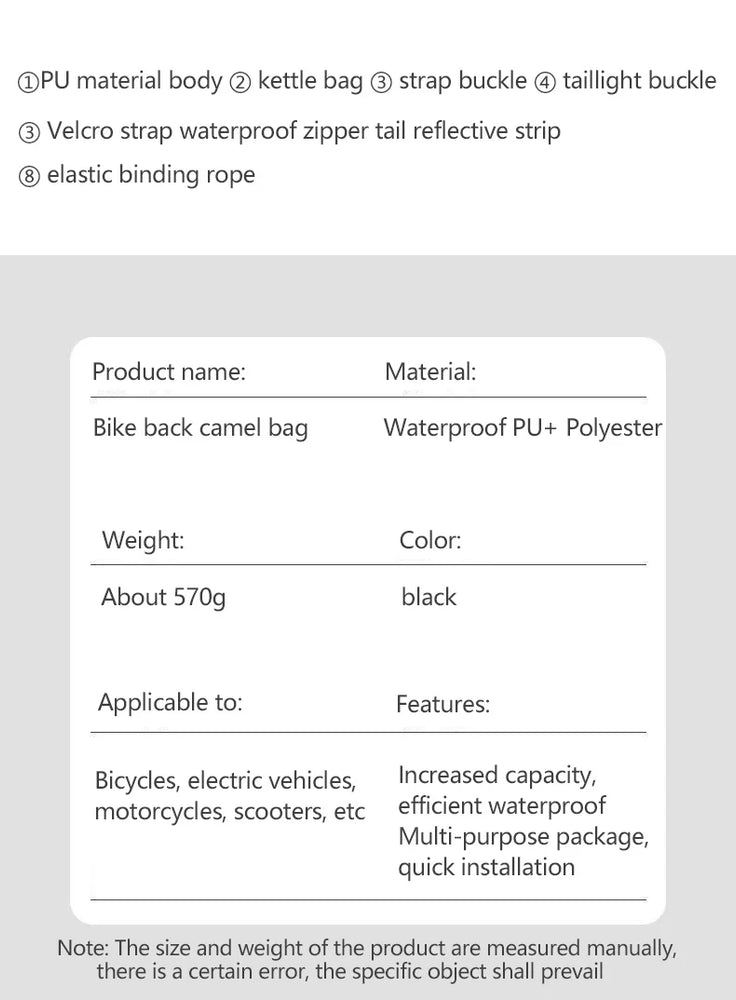 Large Capacity Bike Rear Carrier Bag Waterproof