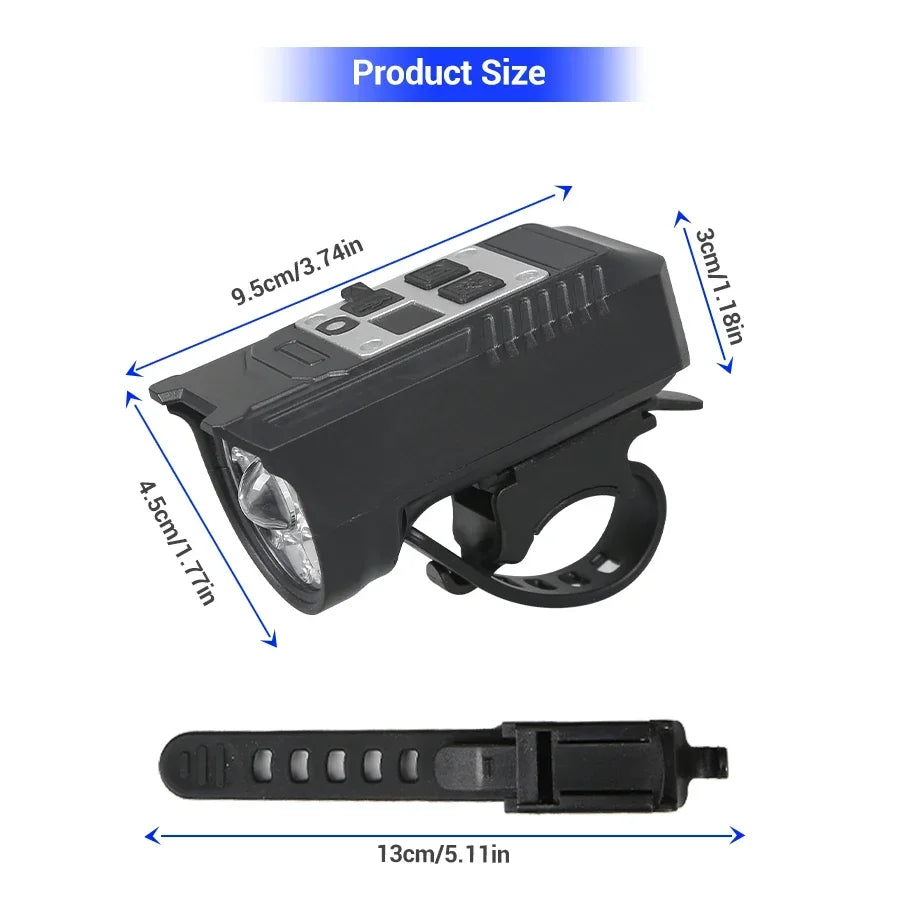 Waterproof USB Bike Headlight with Power Display