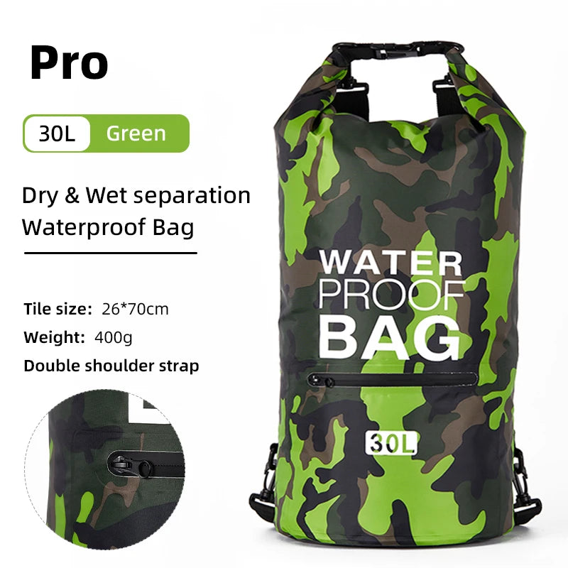 30L/15L Waterproof Dry Bag Backpack with Wet Pocket