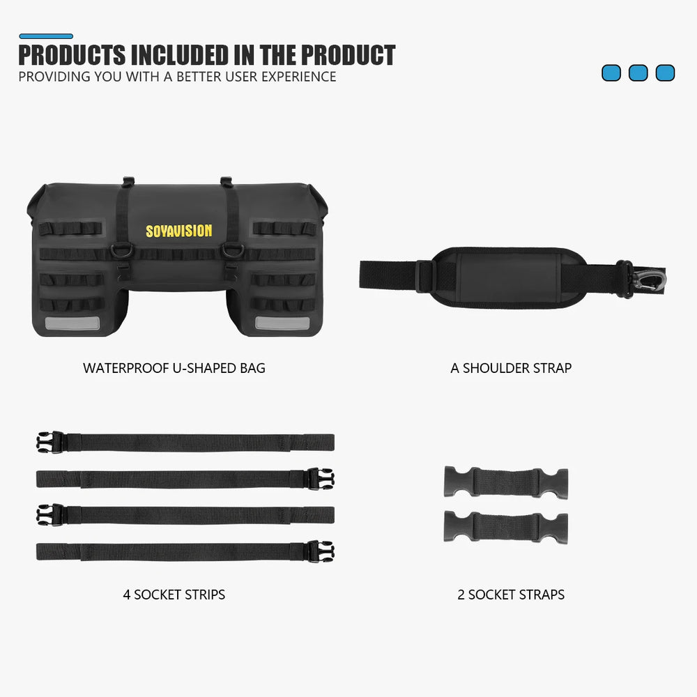 Waterproof motorcycle seat bag, travel luggage
