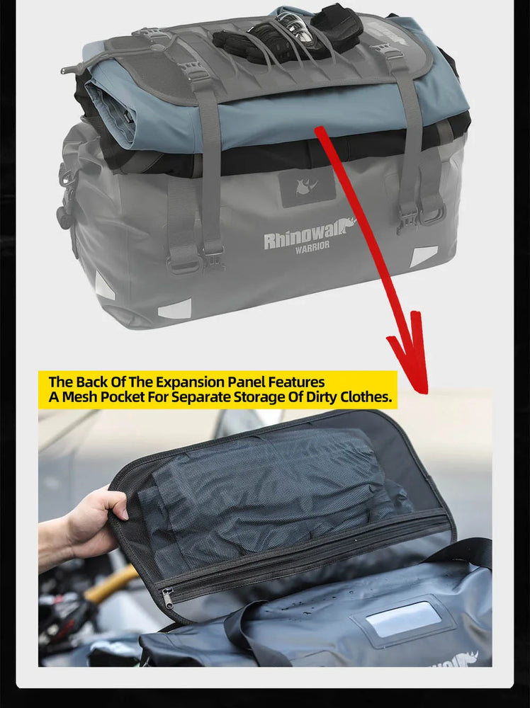 20–65L motorcycle back seat bag, waterproof MOLLE