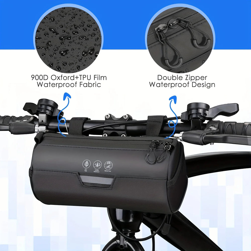Bike Handlebar Roll Bag Waterproof Reflective