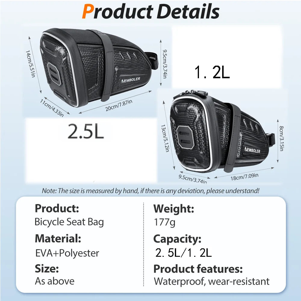 Bicycle Saddle Bag Waterproof MTB Rear Storage Pouch