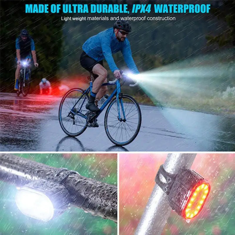 Waterproof LED Bike Headlight & Taillight Set