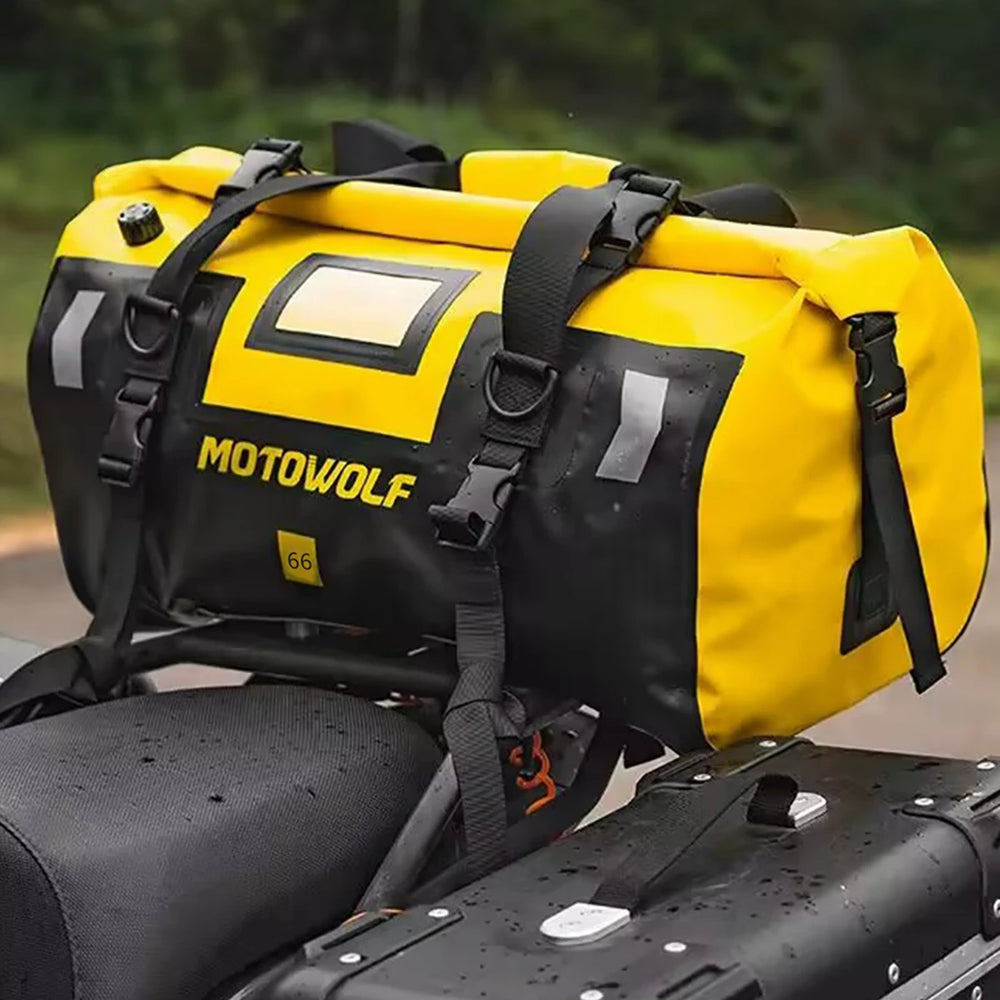 Waterproof motorcycle tail bag, 20–66L travel pack