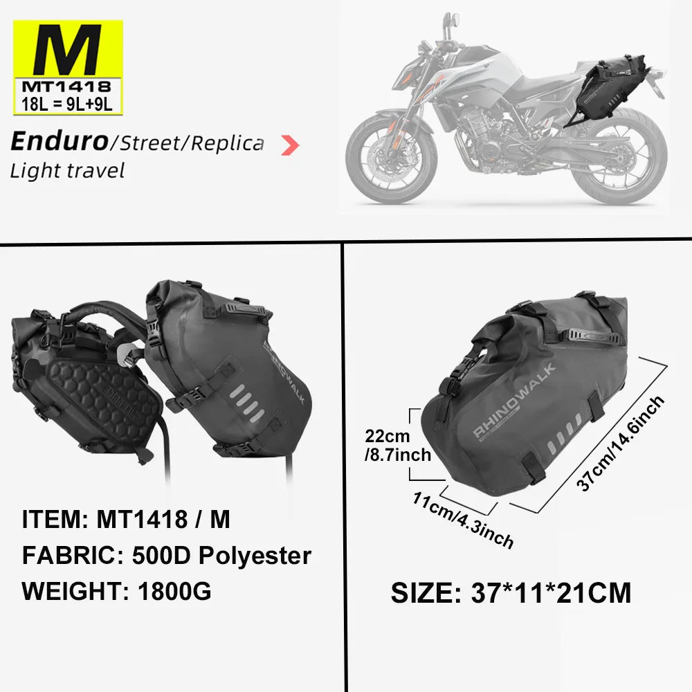 Rhinowalk waterproof motorcycle pannier bags 18–48L