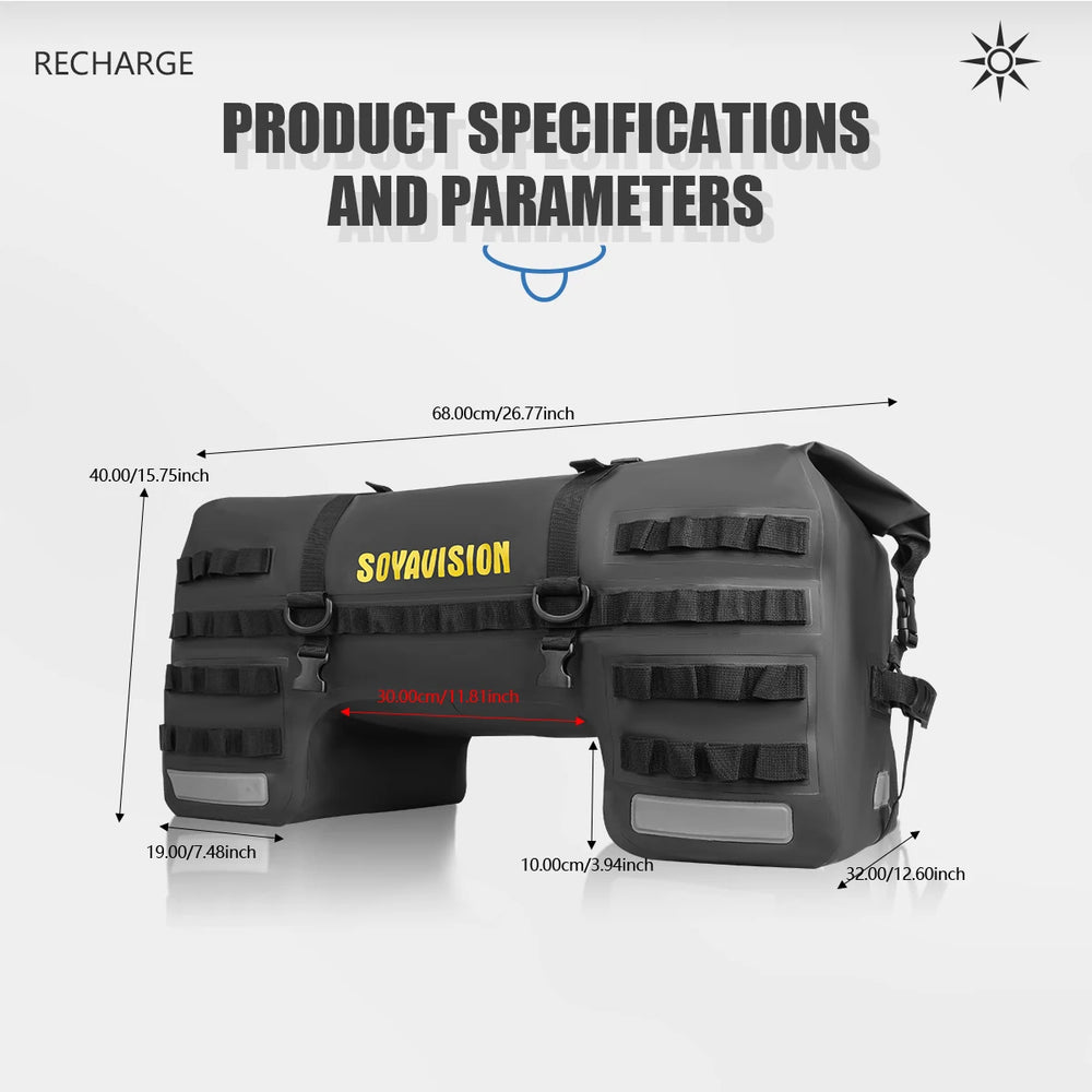 Waterproof motorcycle seat bag, travel luggage
