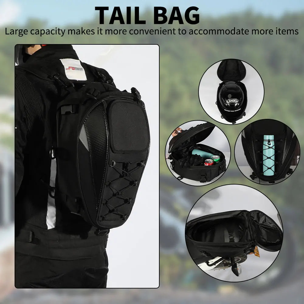 Motorcycle rear seat bag, waterproof & multi-use