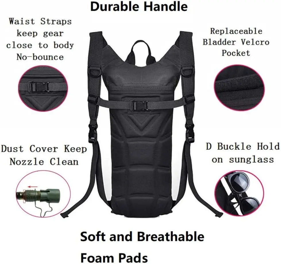 Tactical Hydration Backpack 3L Bladder Waterproof