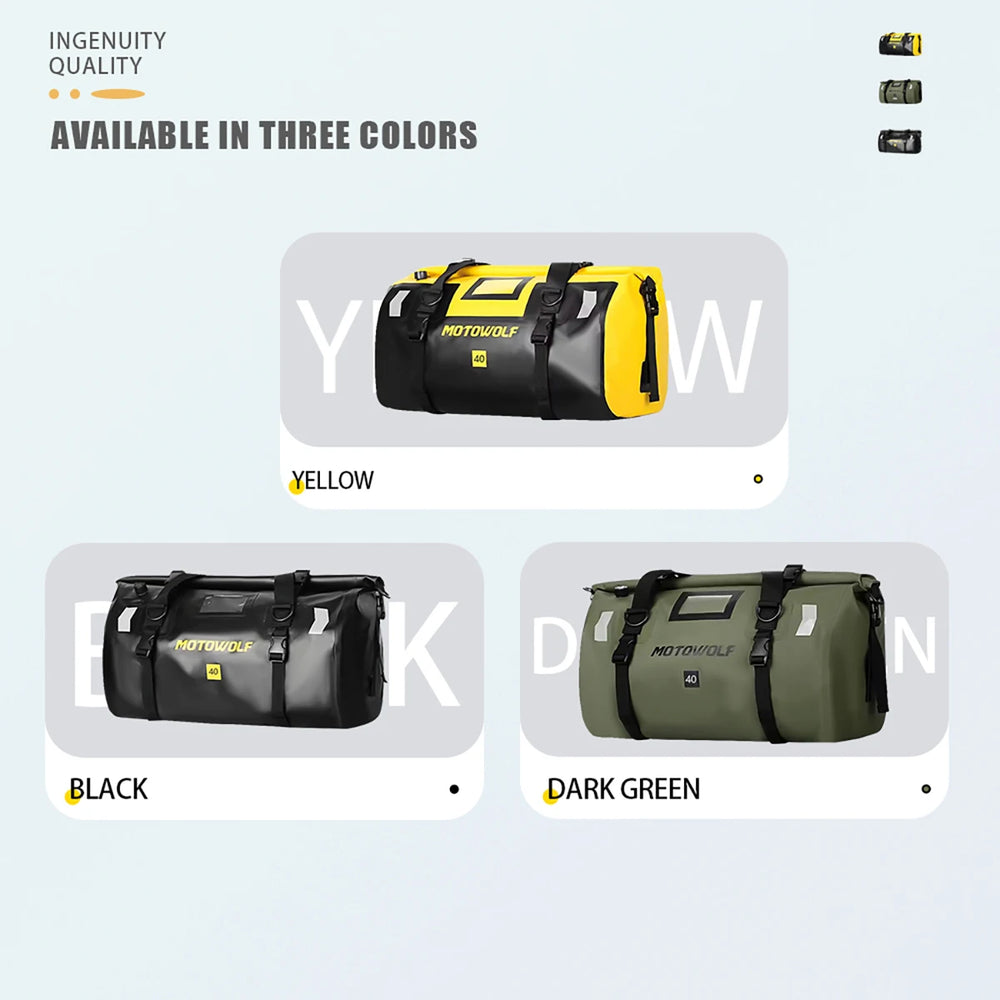 Waterproof motorcycle tail bag, 20–66L travel pack