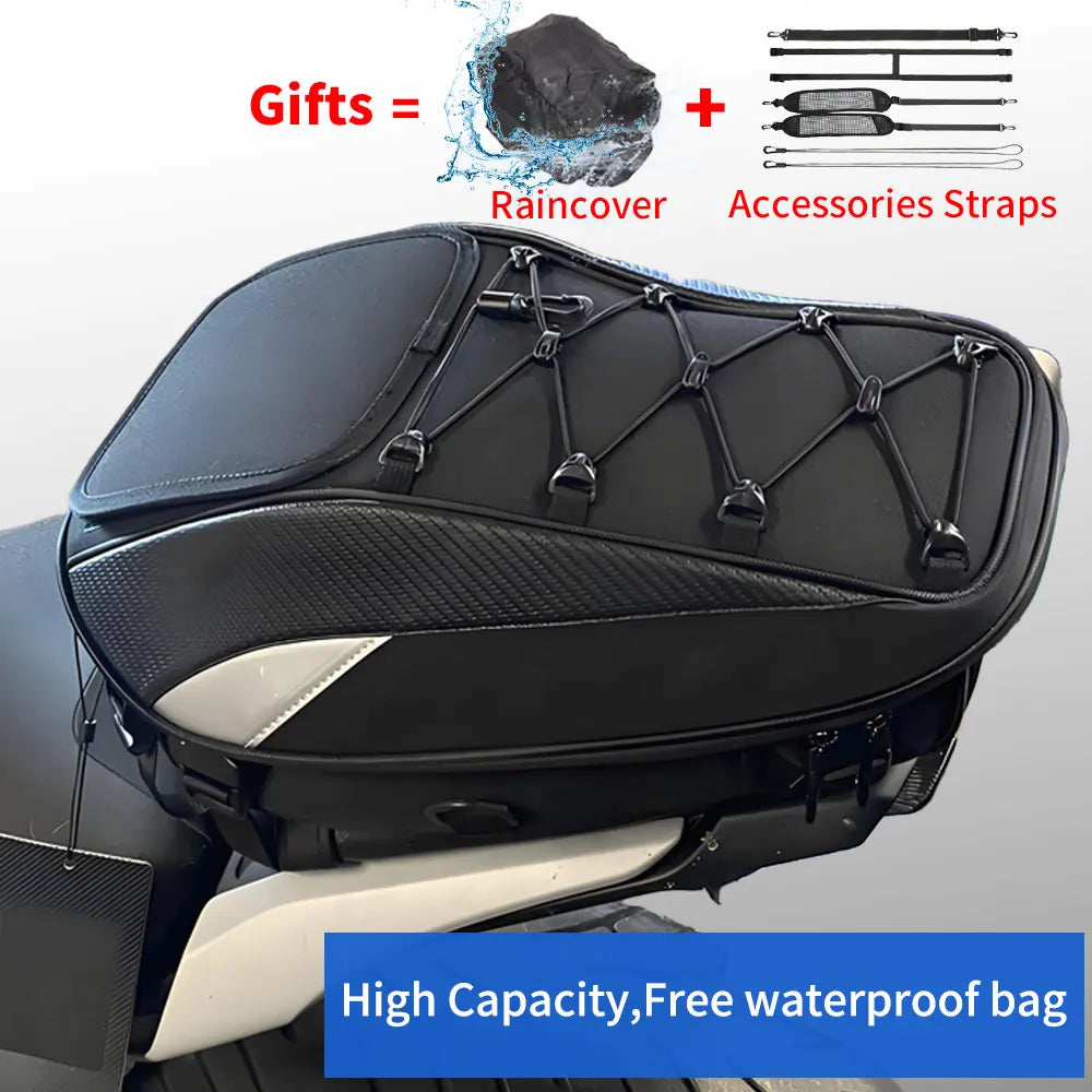 Motorcycle rear seat bag, waterproof & multi-use