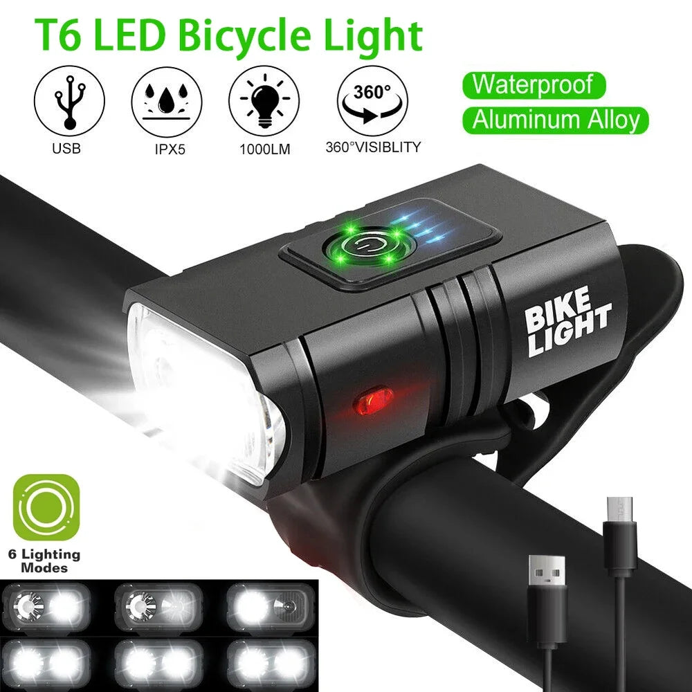 Waterproof USB Bike Headlight with Power Display