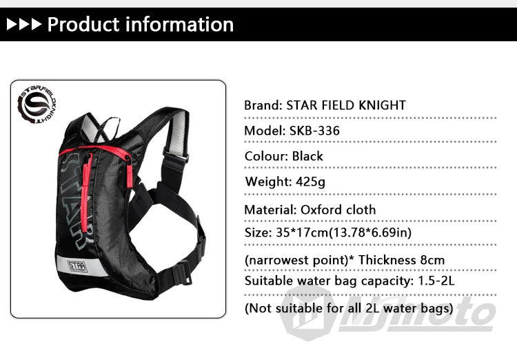 Hydration backpack 2L for cycling, motocross & hiking