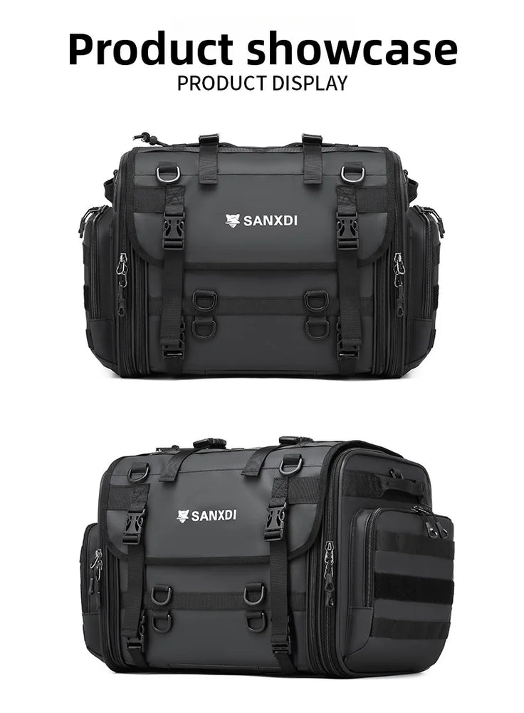 Motorcycle tail bag 19–80L, waterproof & expandable