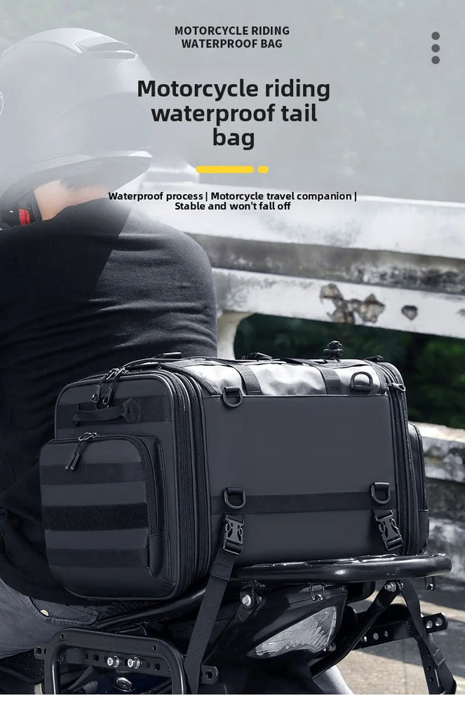 Motorcycle tail bag 19–80L, waterproof & expandable