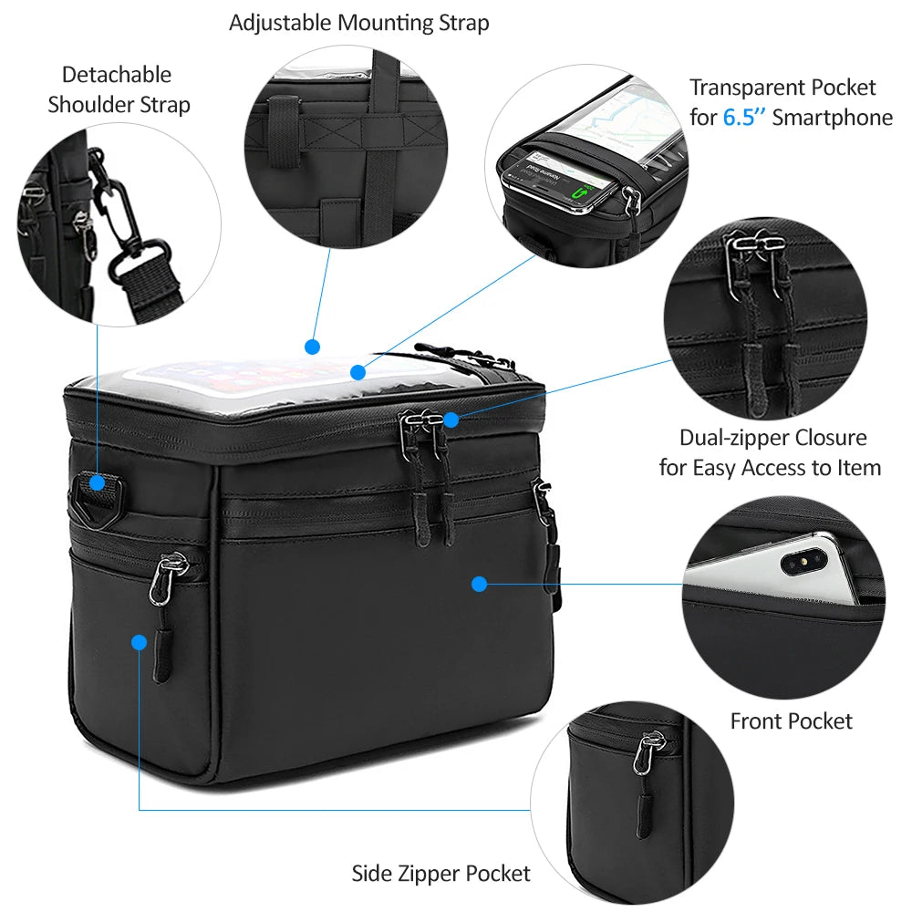 Bike Handlebar Bag Front Tube Cycling Storage