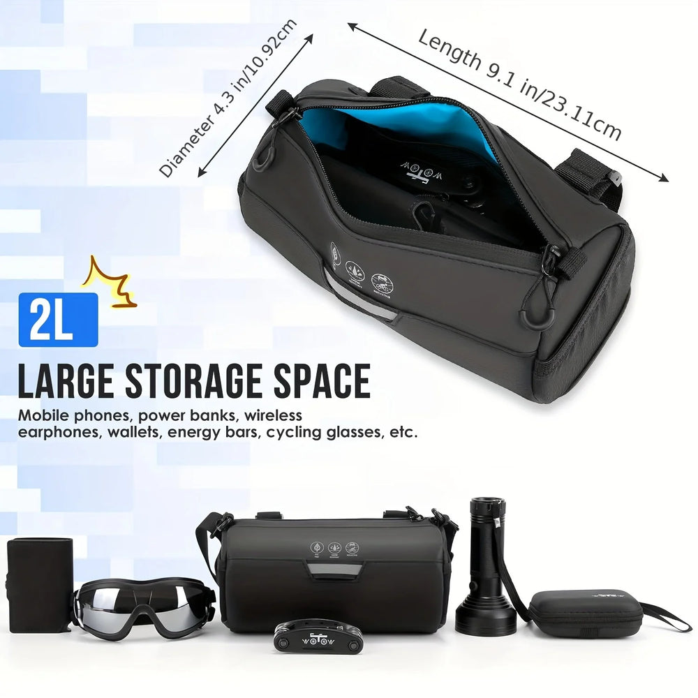 Bike Handlebar Roll Bag Waterproof Reflective