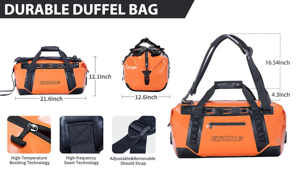 50L motorcycle dry bag for camping, boating & travel