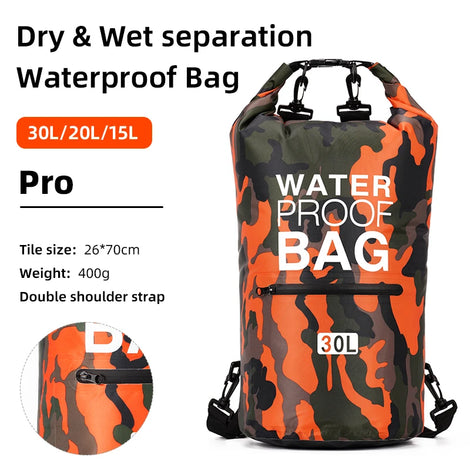 30L/15L Waterproof Dry Bag Backpack with Wet Pocket