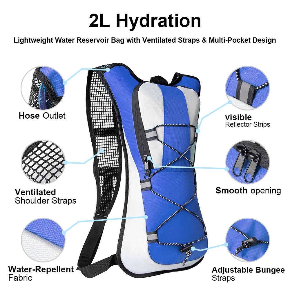 Hydration backpack 2L, lightweight for cycling & hiking