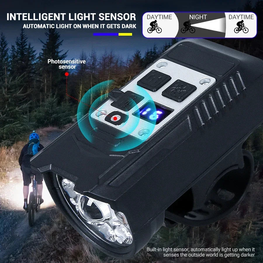 Waterproof USB Bike Headlight with Power Display