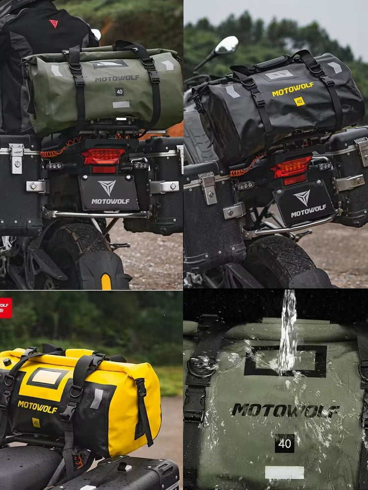 Waterproof motorcycle tail bag, 20–66L travel pack