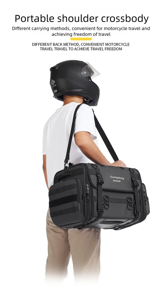 Motorcycle tail bag 19–80L, waterproof & expandable