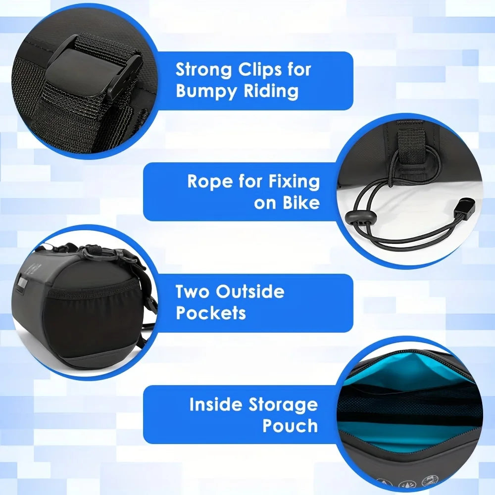 Bike Handlebar Roll Bag Waterproof Reflective