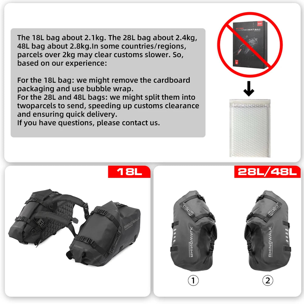 Rhinowalk waterproof motorcycle pannier bags 18–48L
