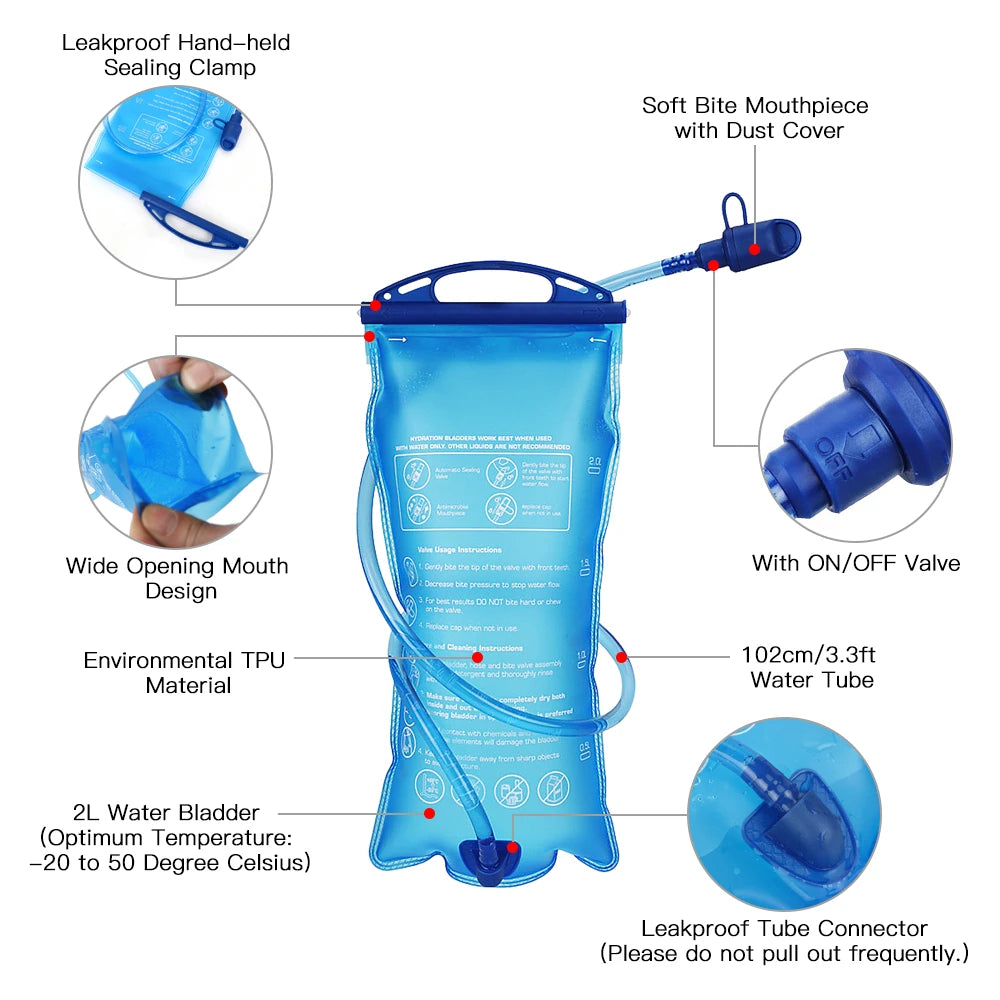 2L Hydration Backpack, Lightweight for Running & Cycling