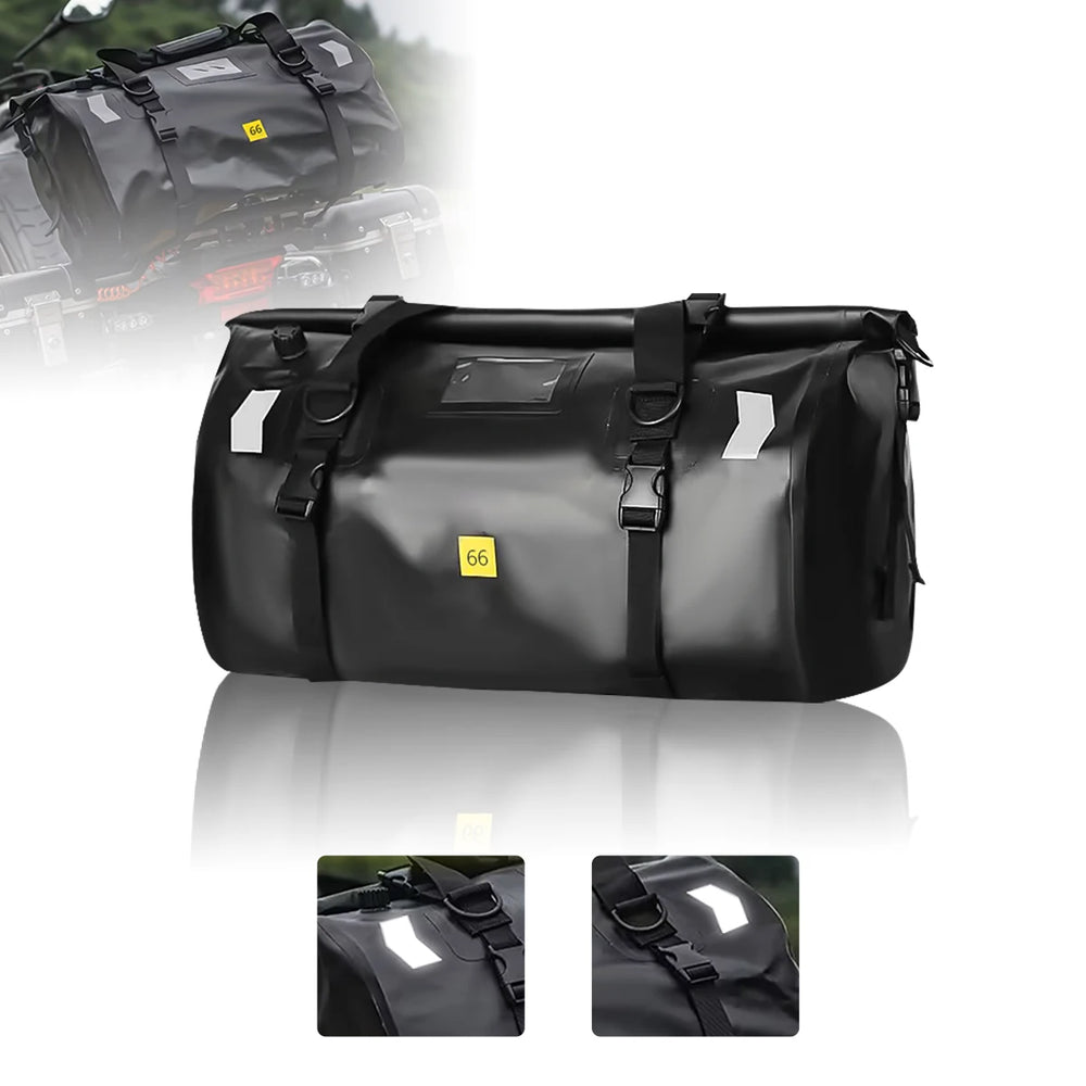 Waterproof motorcycle tail bag, 20–66L travel pack