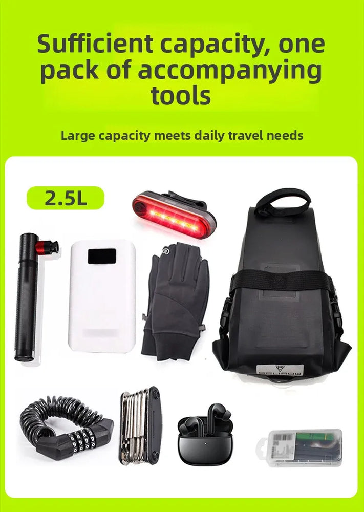 Waterproof bike saddle bag for MTB & road cycling