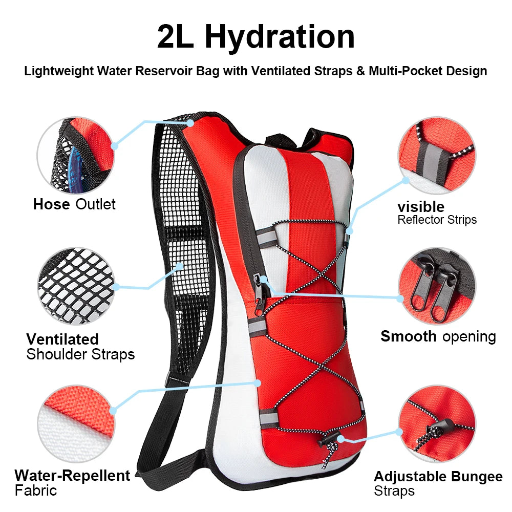 Hydration backpack 2L, lightweight for cycling & hiking