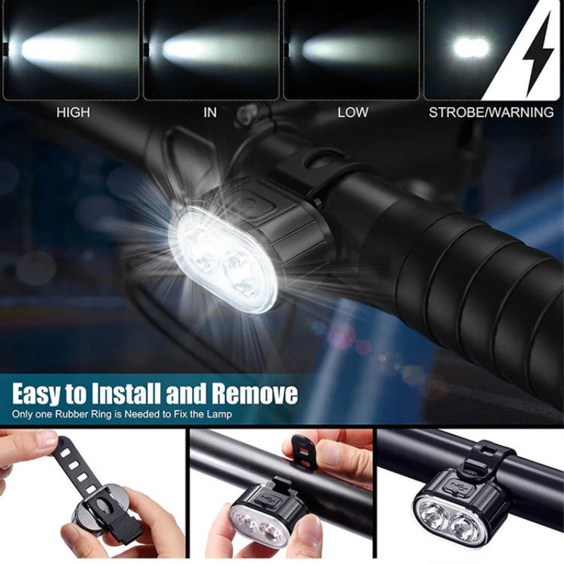 Waterproof LED Bike Headlight & Taillight Set